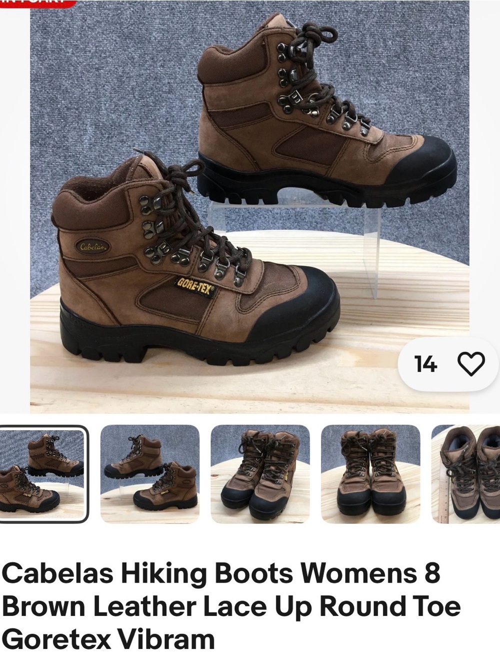 Cabela's Brown Leather Gore-Tex Lace-Up Hiking Boots